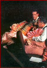 Judy Garland, Richard Barstow and George Cukor on the set of "A Star is Born"