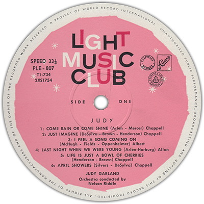Australian edition of the Capitol Records LP "Judy"
